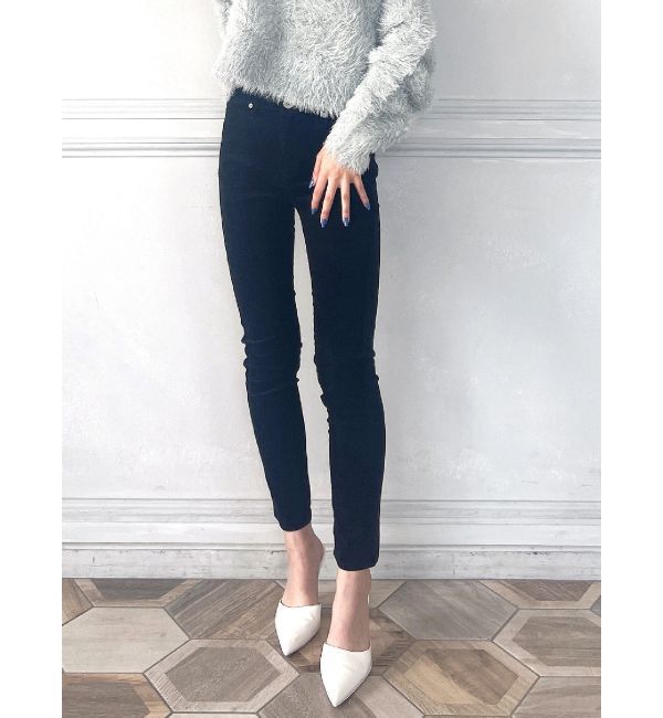 GYDA「ミドルウエストコーデュロイスキニーパンツ」|その他|ブラック