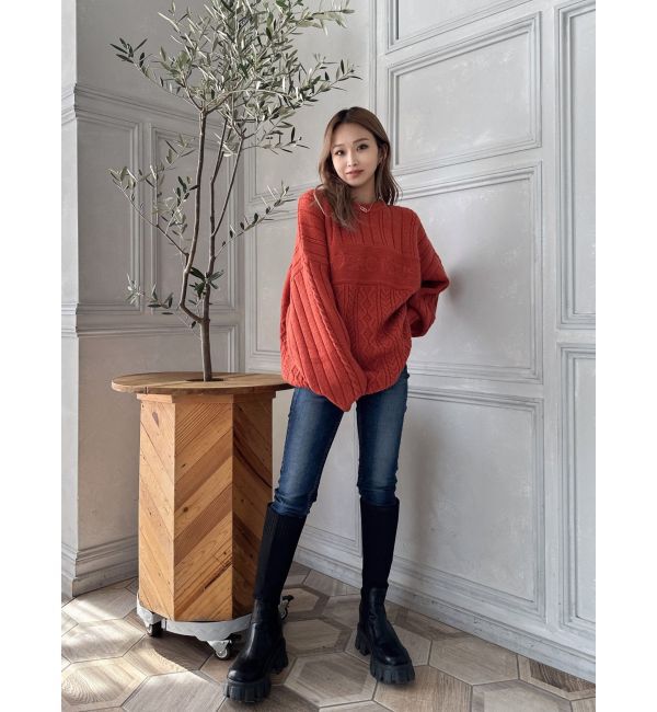 GYDA「BODACIOUS ケーブルニットトップス」|ニット・セーター|