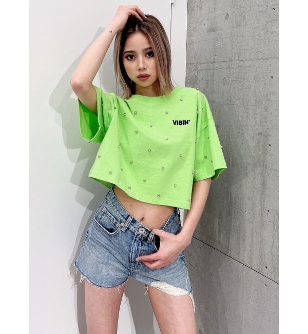 GYDA「ハイウエスト LEFT HEM ダメージデニム ショートパンツ」|デニム|