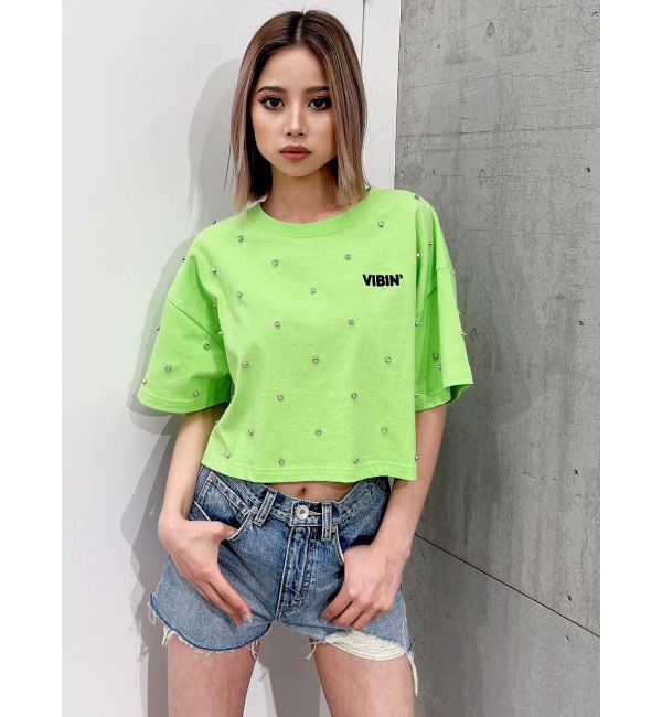 GYDA「ハイウエスト LEFT HEM ダメージデニム ショートパンツ」|デニム|