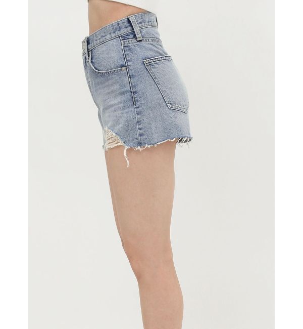 GYDA「ハイウエスト LEFT HEM ダメージデニム ショートパンツ」|デニム|