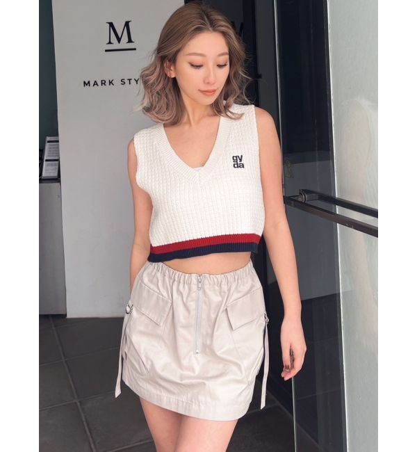 GYDA「Square gyda Vネックラインニットトップス」|ニット・セーター|