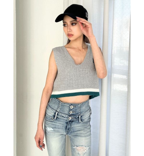 GYDA「Square gyda Vネックラインニットトップス」|ニット・セーター|
