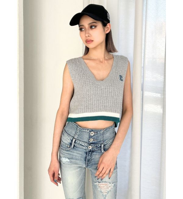 GYDA「Square gyda Vネックラインニットトップス」|ニット・セーター|