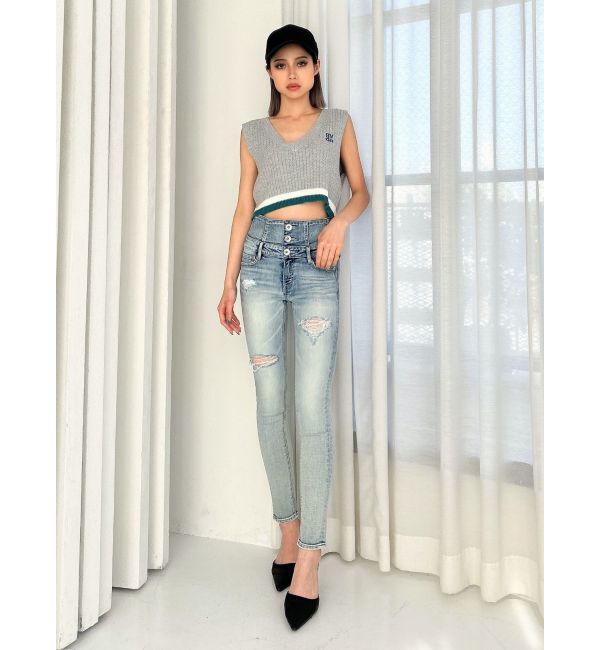 GYDA「Square gyda Vネックラインニットトップス」|ニット・セーター|