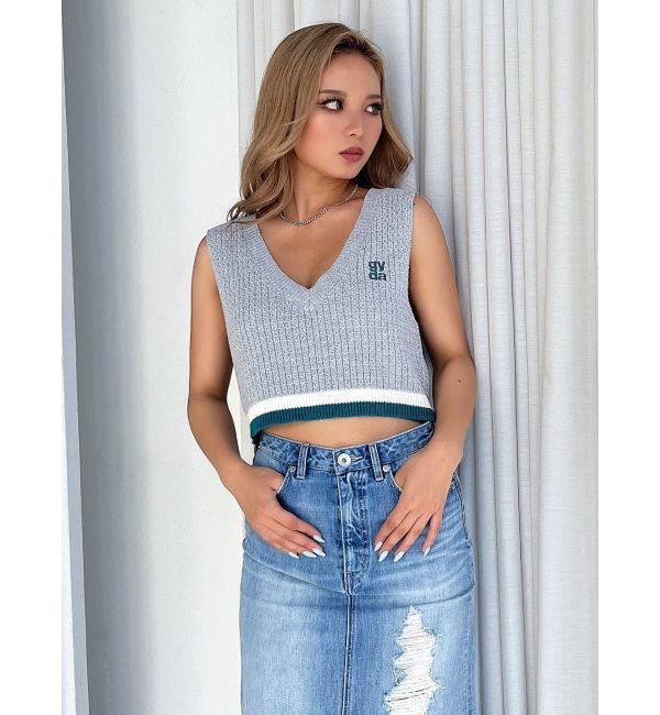 GYDA「Square gyda Vネックラインニットトップス」|ニット・セーター|