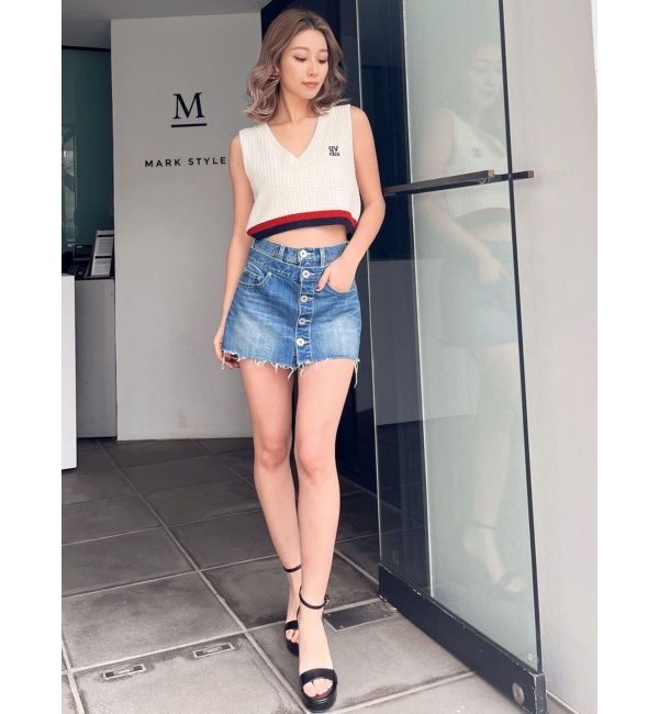 GYDA「Square gyda Vネックラインニットトップス」|ニット・セーター|