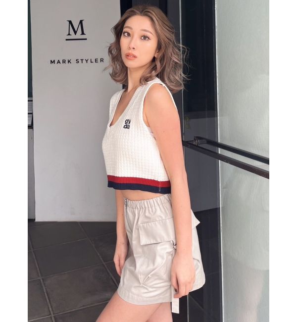 GYDA「Square gyda Vネックラインニットトップス」|ニット・セーター|