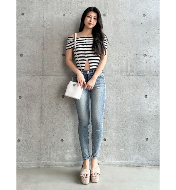 GYDA「HEMスリットオフショルニットトップス」|ニット・セーター|