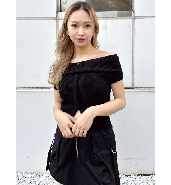 GYDA「HEMスリットオフショルニットトップス」|ニット・セーター|