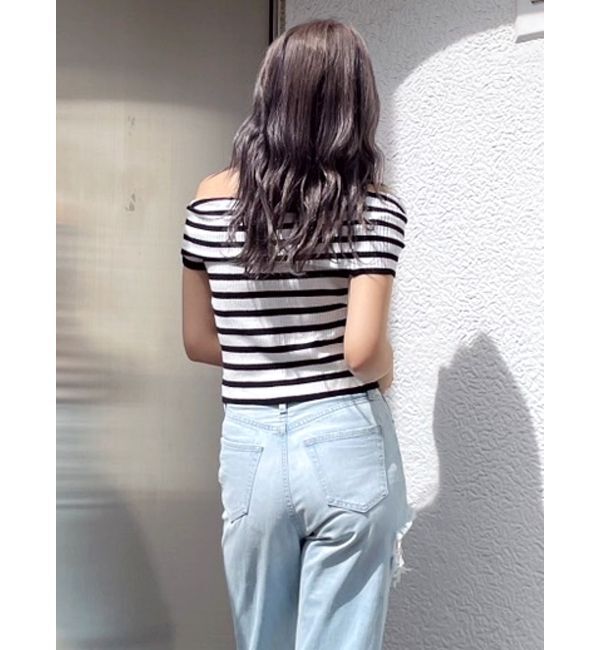 GYDA「HEMスリットオフショルニットトップス」|ニット・セーター|