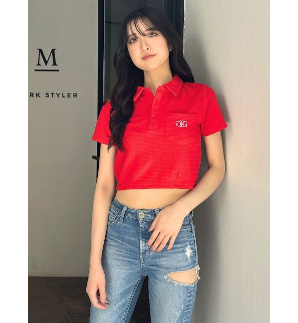 GYDA「Symmetry GYDA ラメembroideryポロトップス」|ポロシャツ|