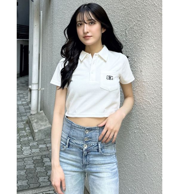 GYDA「Symmetry GYDA ラメembroideryポロトップス」|ポロシャツ|