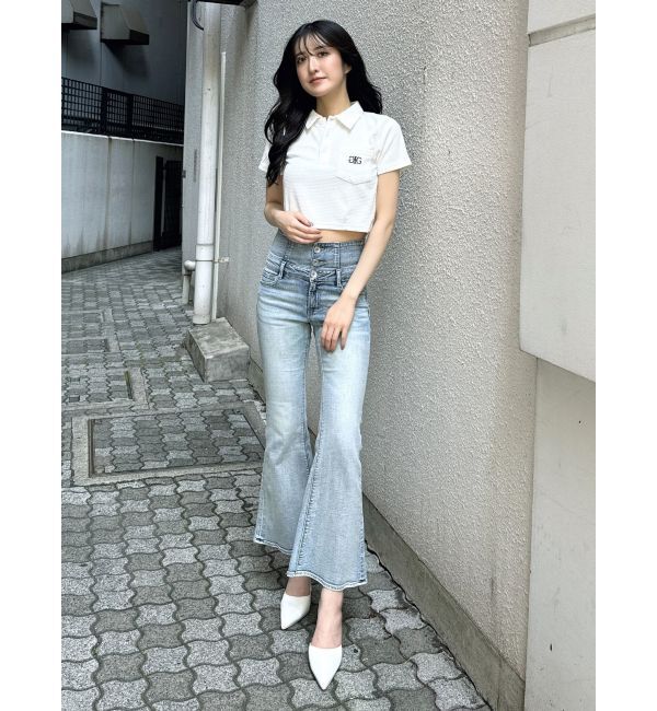 GYDA「Symmetry GYDA ラメembroideryポロトップス」|ポロシャツ|