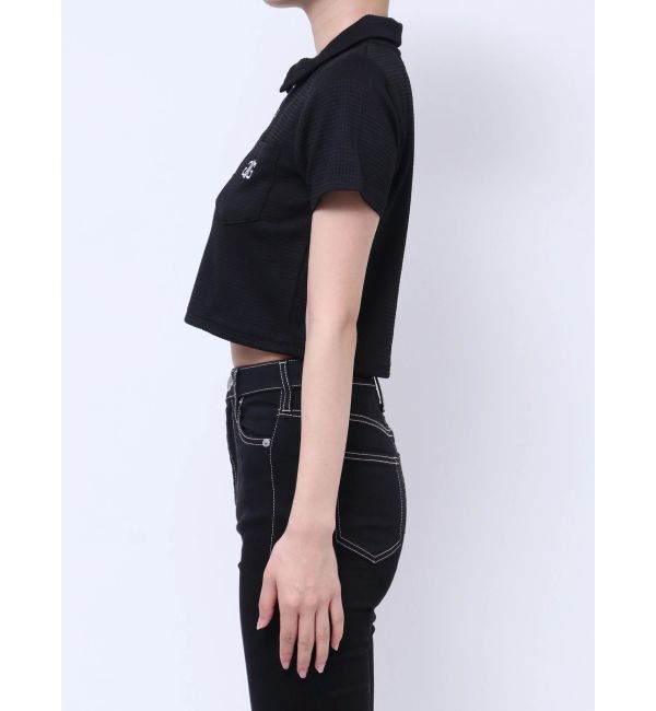 GYDA「Symmetry GYDA ラメembroideryポロトップス」|ポロシャツ|