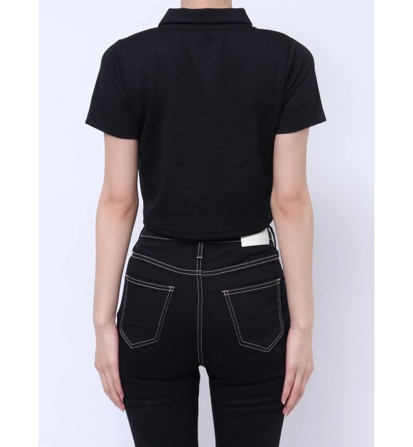 GYDA「Symmetry GYDA ラメembroideryポロトップス」|ポロシャツ|