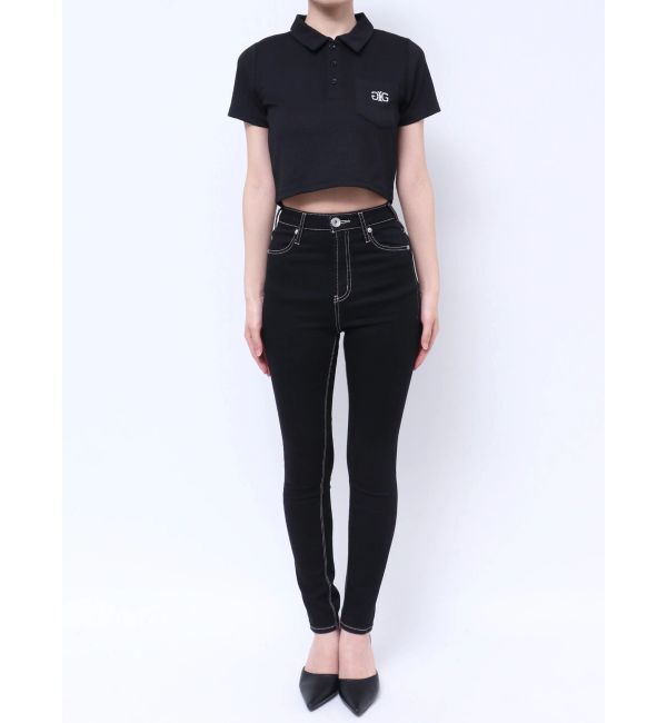 GYDA「Symmetry GYDA ラメembroideryポロトップス」|ポロシャツ|