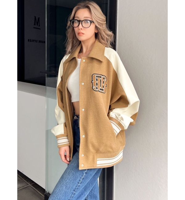 GYDA「DAMSEL BIG スタジャン」|ブルゾン・スタジャン|キャメル