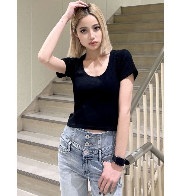 GYDA「レオパードバックリボントップス」|Tシャツ・カットソー|