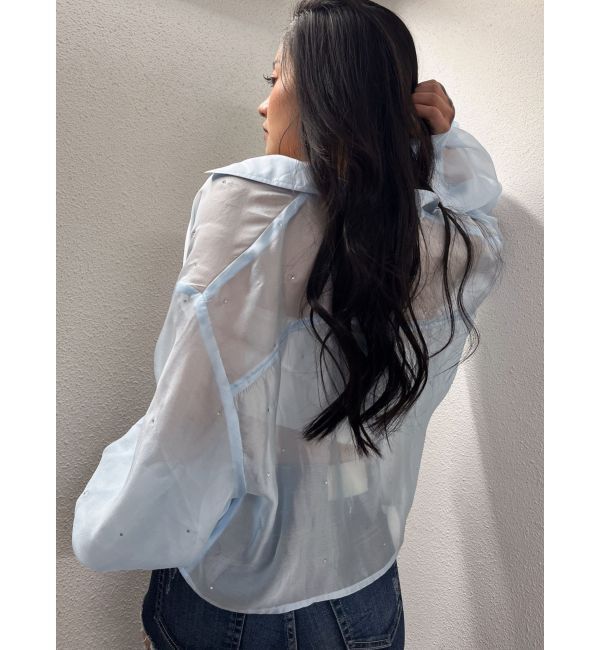 GYDA「シアーラインストーンショートシャツ」|シャツ・ブラウス|