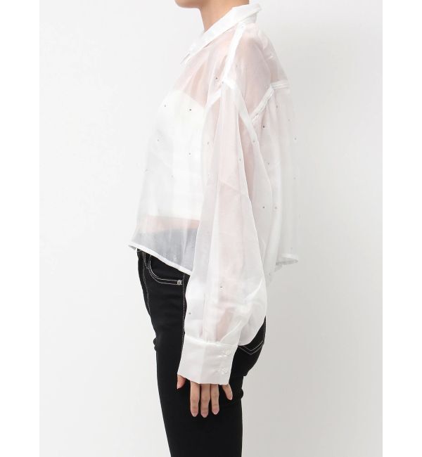 GYDA「シアーラインストーンショートシャツ」|シャツ・ブラウス|