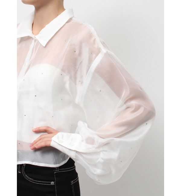 GYDA「シアーラインストーンショートシャツ」|シャツ・ブラウス|