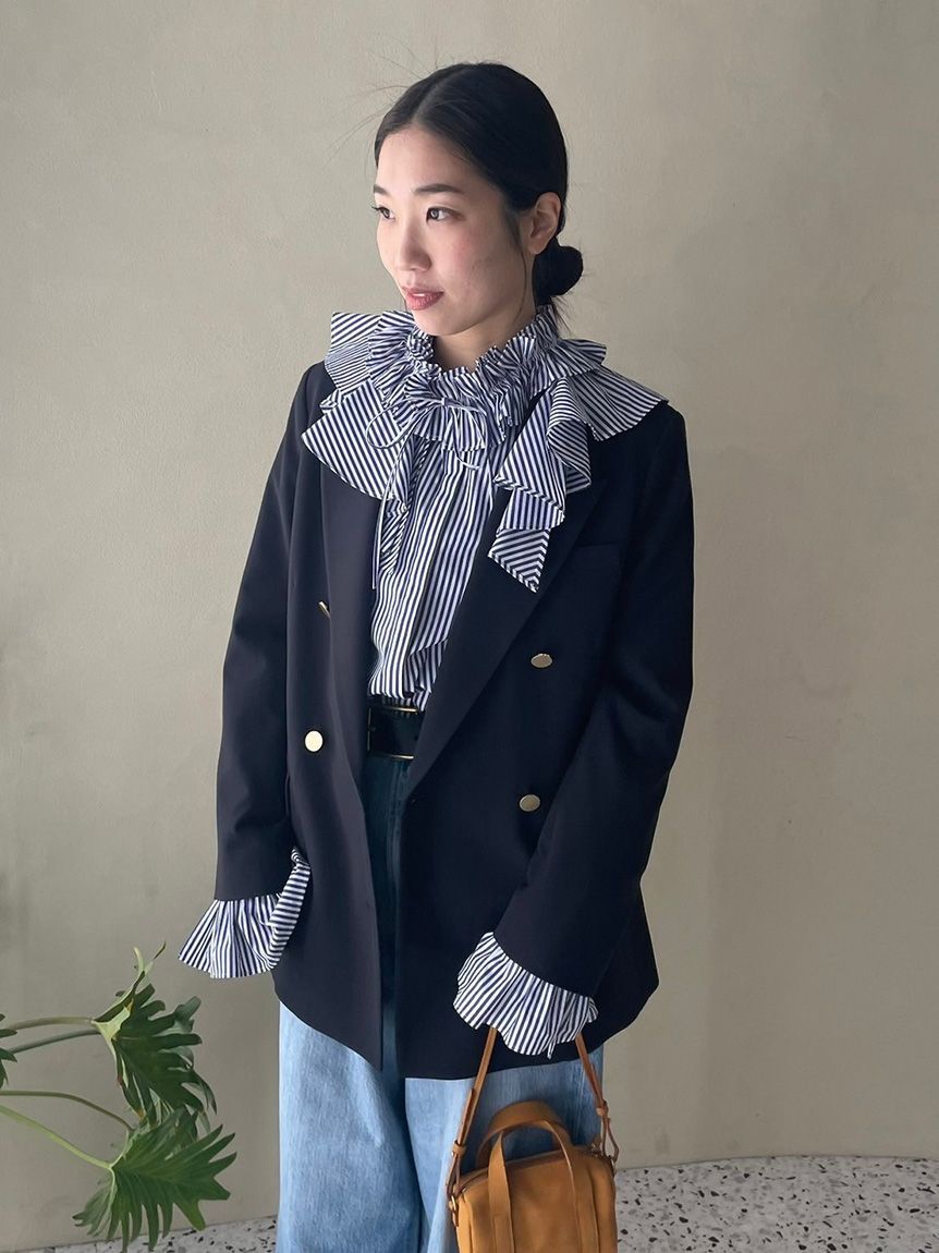 Mila Owen「金釦ダブルブレストロングブレザー」|テーラードジャケット|