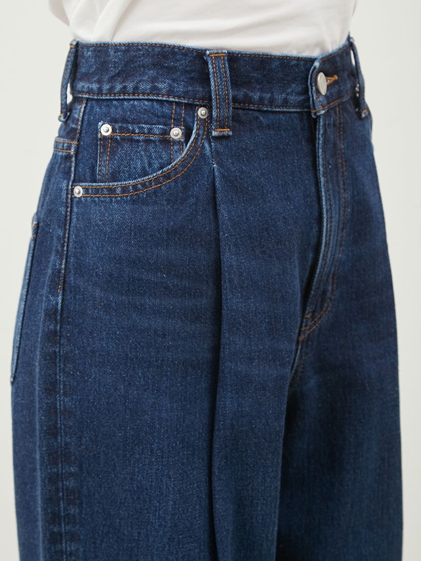 Mila Owen「センタープレスタックワイドテーパードデニムパンツ【ウォッシャブル】」|デニム|