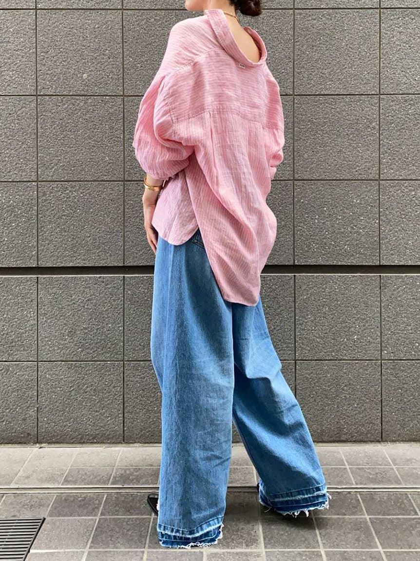 Mila Owen「【ウォッシャブル】撥水加工カットオフワイドデニムパンツ」|デニム|