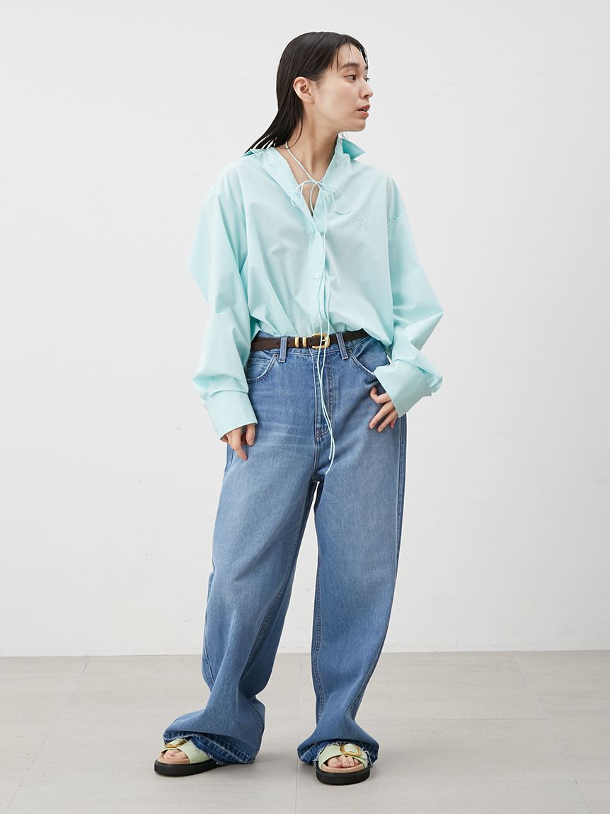 Mila Owen「【ウォッシャブル】撥水加工カットオフワイドデニムパンツ」|デニム|