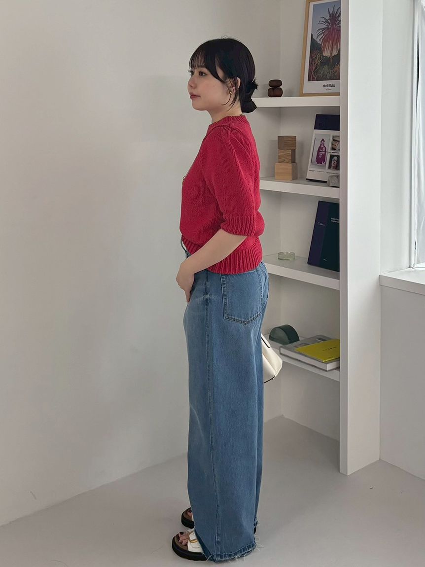 Mila Owen「【ウォッシャブル】撥水加工カットオフワイドデニムパンツ」|デニム|