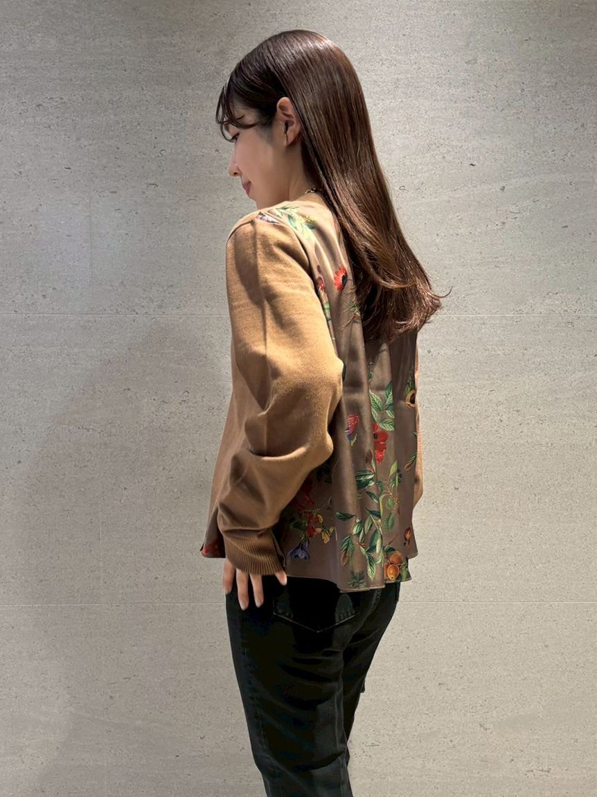 Mila Owen「【WEB限定カラー】カシミヤコットンボタニカルドッキングカーディガン」|カーディガン|