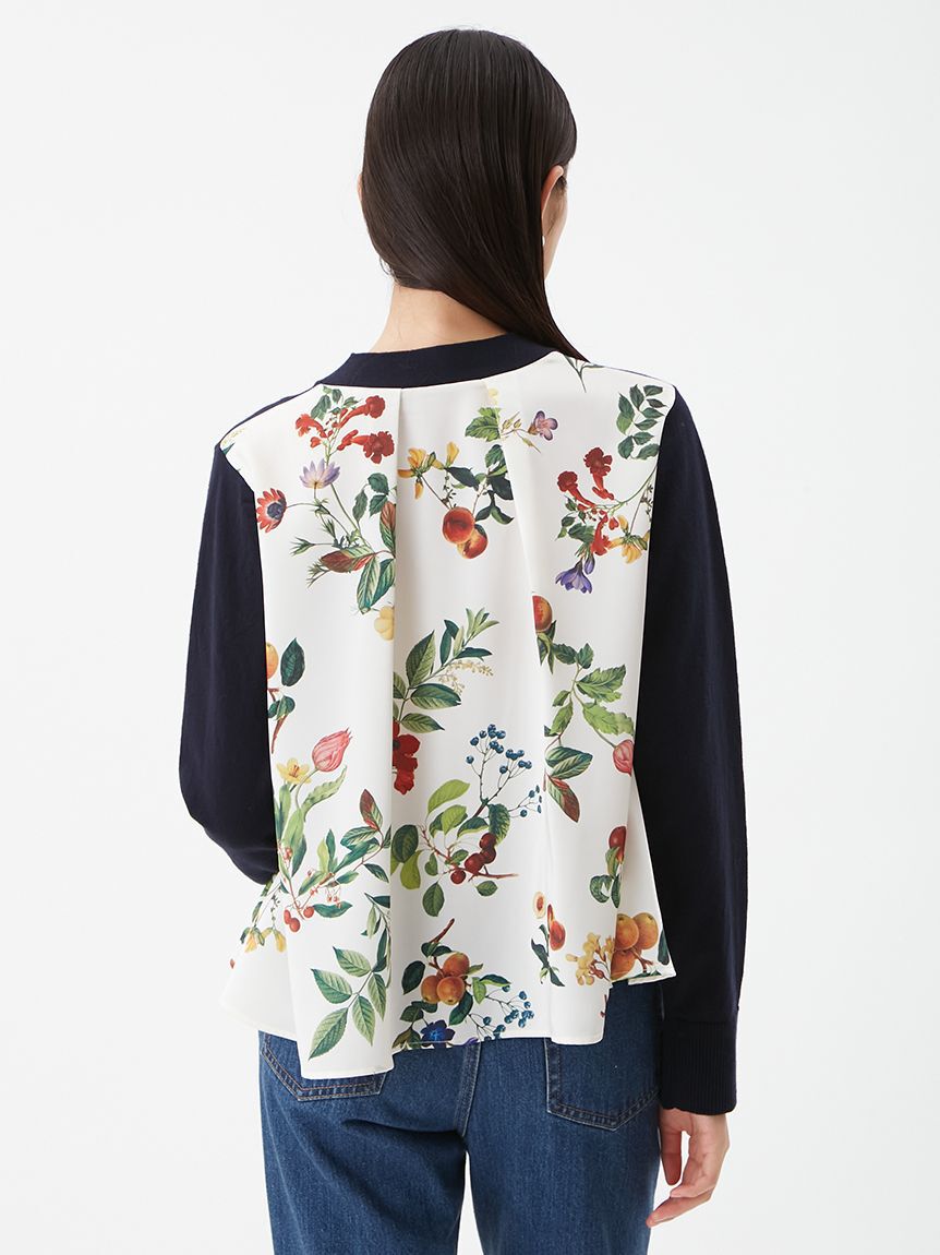 Mila Owen「【WEB限定カラー】カシミヤコットンボタニカルドッキングカーディガン」|カーディガン|