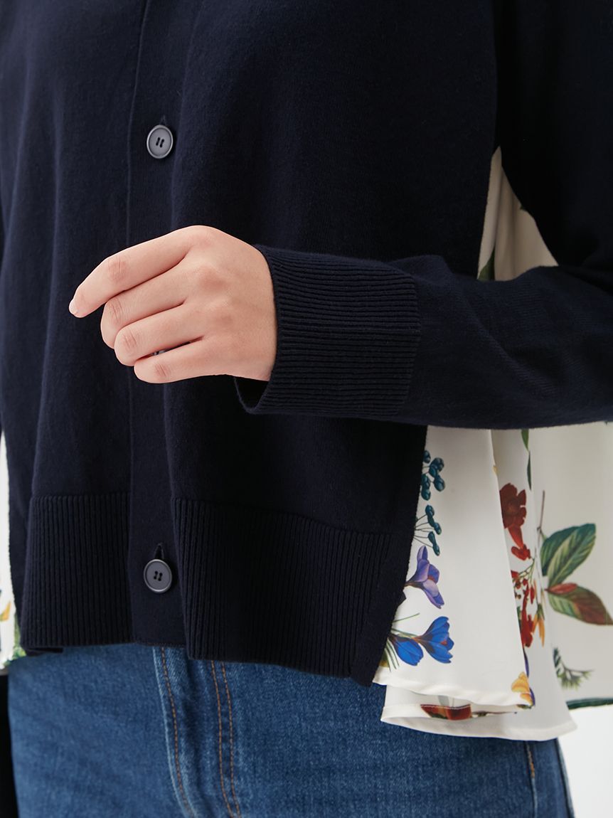 Mila Owen「【WEB限定カラー】カシミヤコットンボタニカルドッキングカーディガン」|カーディガン|