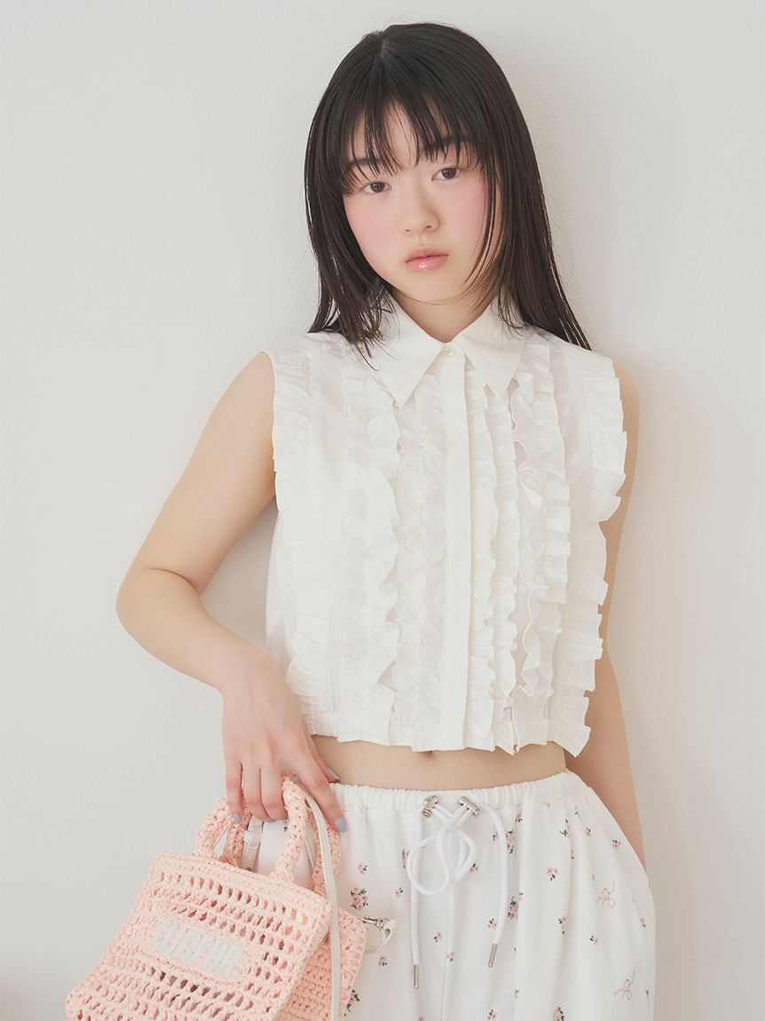 FURFUR「ノースリーブフリルブラウス」|シャツ・ブラウス|