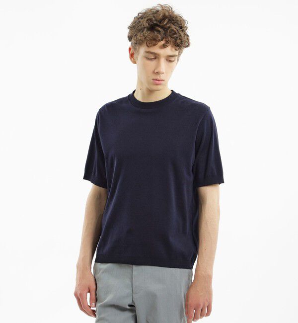 MACKINTOSH PHILOSOPHY「18Gコットン天竺 クルーネックニットTシャツ」|ニット・セーター|ネイビー