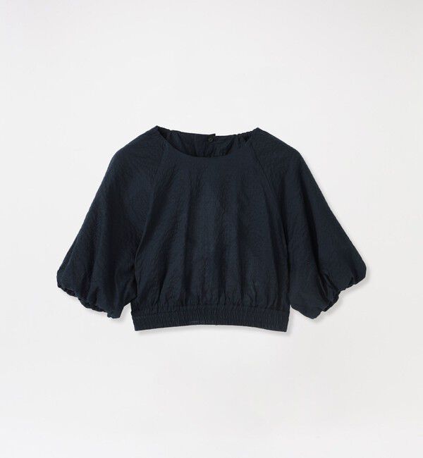  「オープンバッククロップトブラウス」|シャツ・ブラウス|ネイビー
