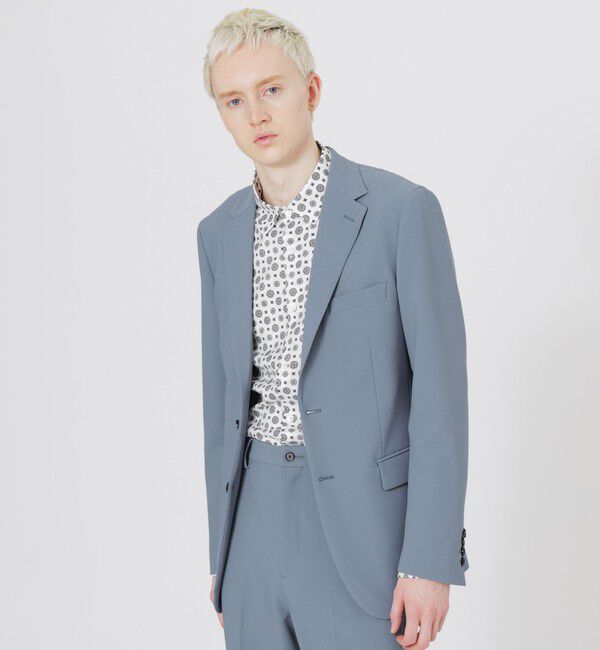  「カラージョーゼットジャケット」|テーラードジャケット|サックスブルー