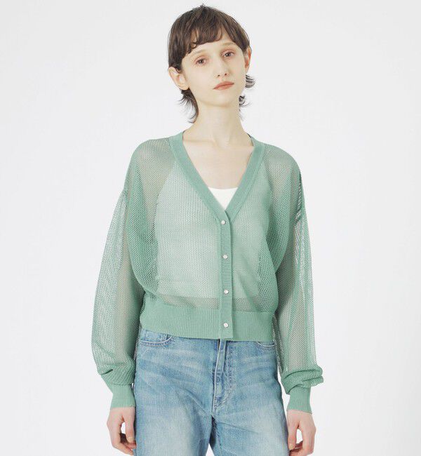  「【ドラマ着用商品】メッシュニットカーディガン」|ニット・セーター|グリーン