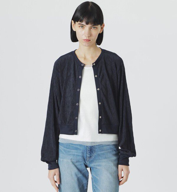  「楊柳カットソーカーディガン」|その他|ネイビー