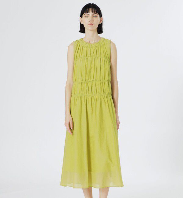  「コットンシルクギャザーワンピース」|ワンピース|イエロー