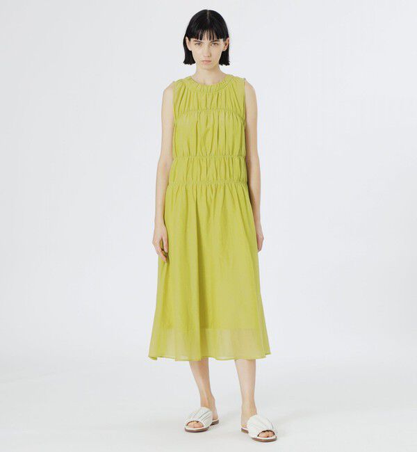  「コットンシルクギャザーワンピース」|ワンピース|