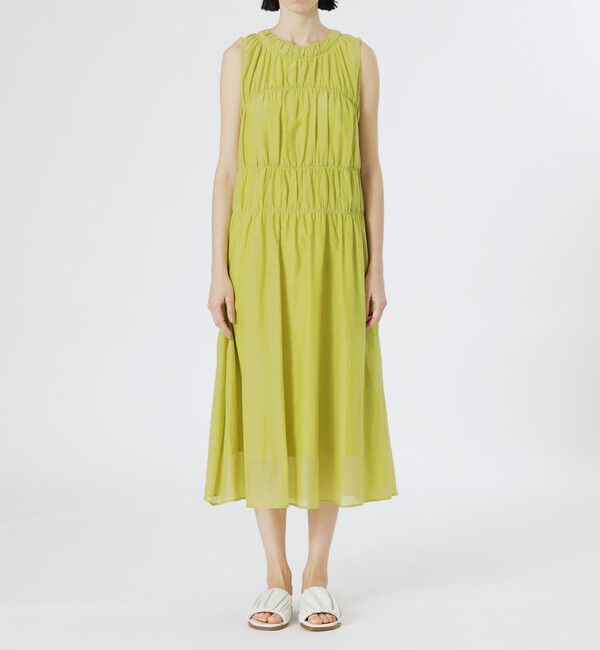  「コットンシルクギャザーワンピース」|ワンピース|