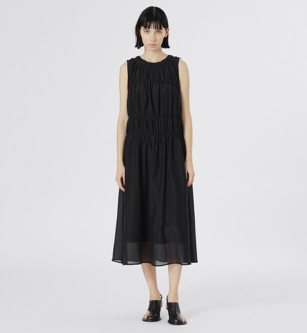  「コットンシルクギャザーワンピース」|ワンピース|