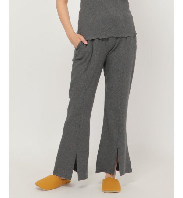 IKKA LOUNGE「テレコ裾スリットパンツ」|その他|チャコール