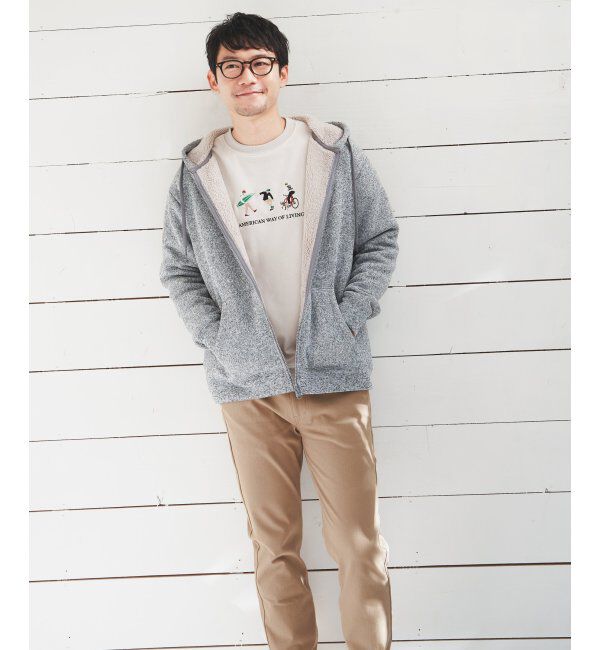 ikka「フェイクスウェード刺繍プルオーバー」|パーカー|