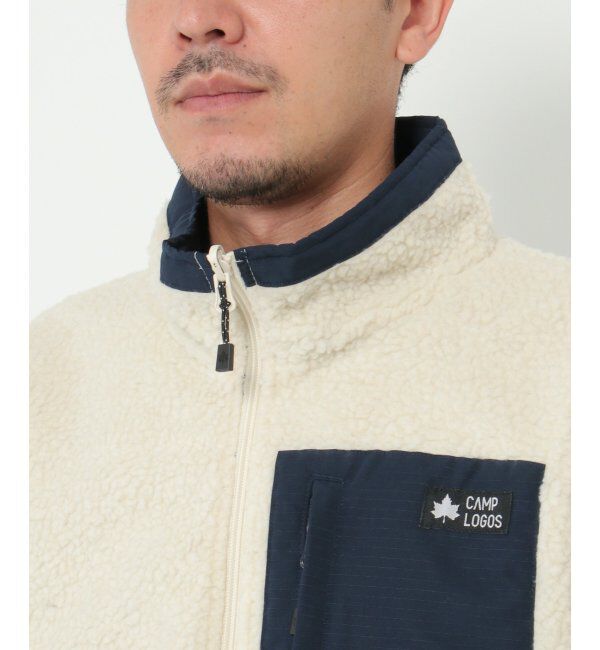 ikka「CAMP LOGOS リバーシブルボアジャケット」|ブルゾン・スタジャン|