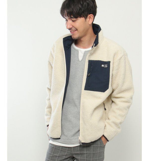 ikka「CAMP LOGOS リバーシブルボアジャケット」|ブルゾン・スタジャン|