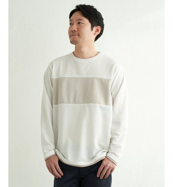 ikka「ミニ裏毛切り替えロンT」|Tシャツ・カットソー|