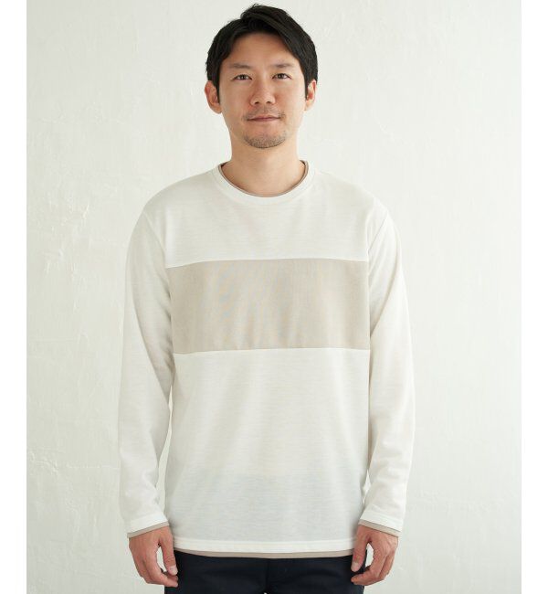 ikka「ミニ裏毛切り替えロンT」|Tシャツ・カットソー|